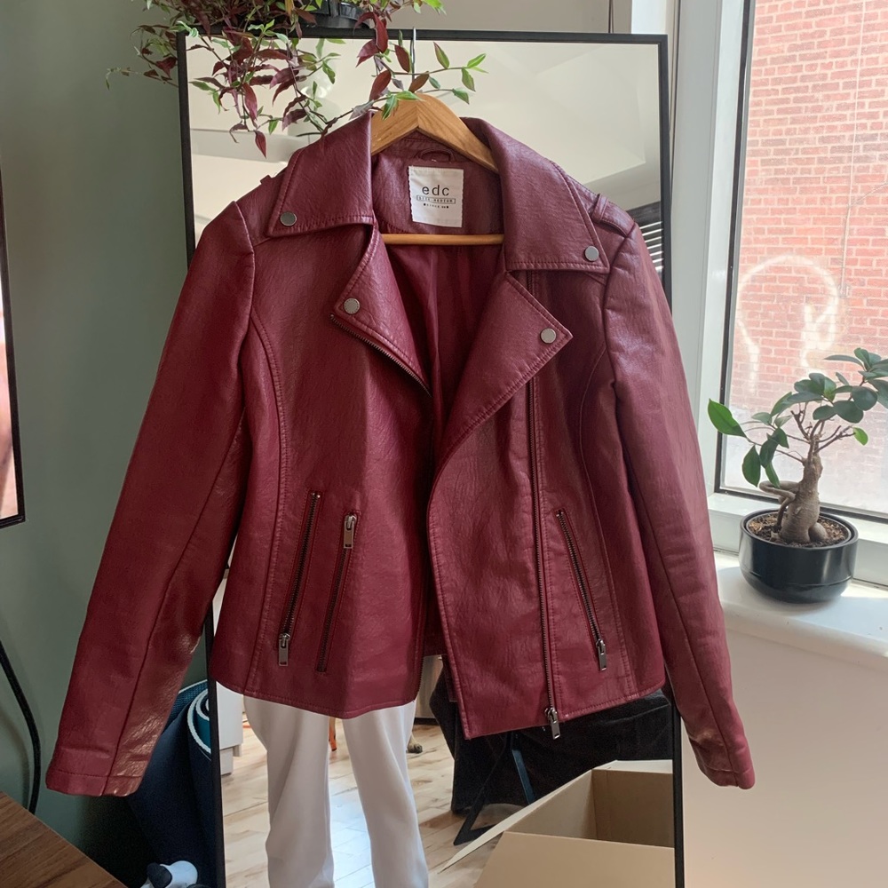 Deep Red Biker Jacket